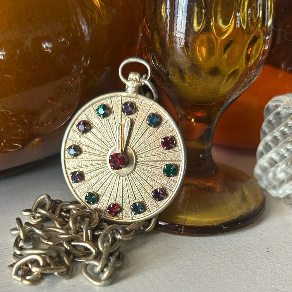 Vintage Clock Pendant Necklace